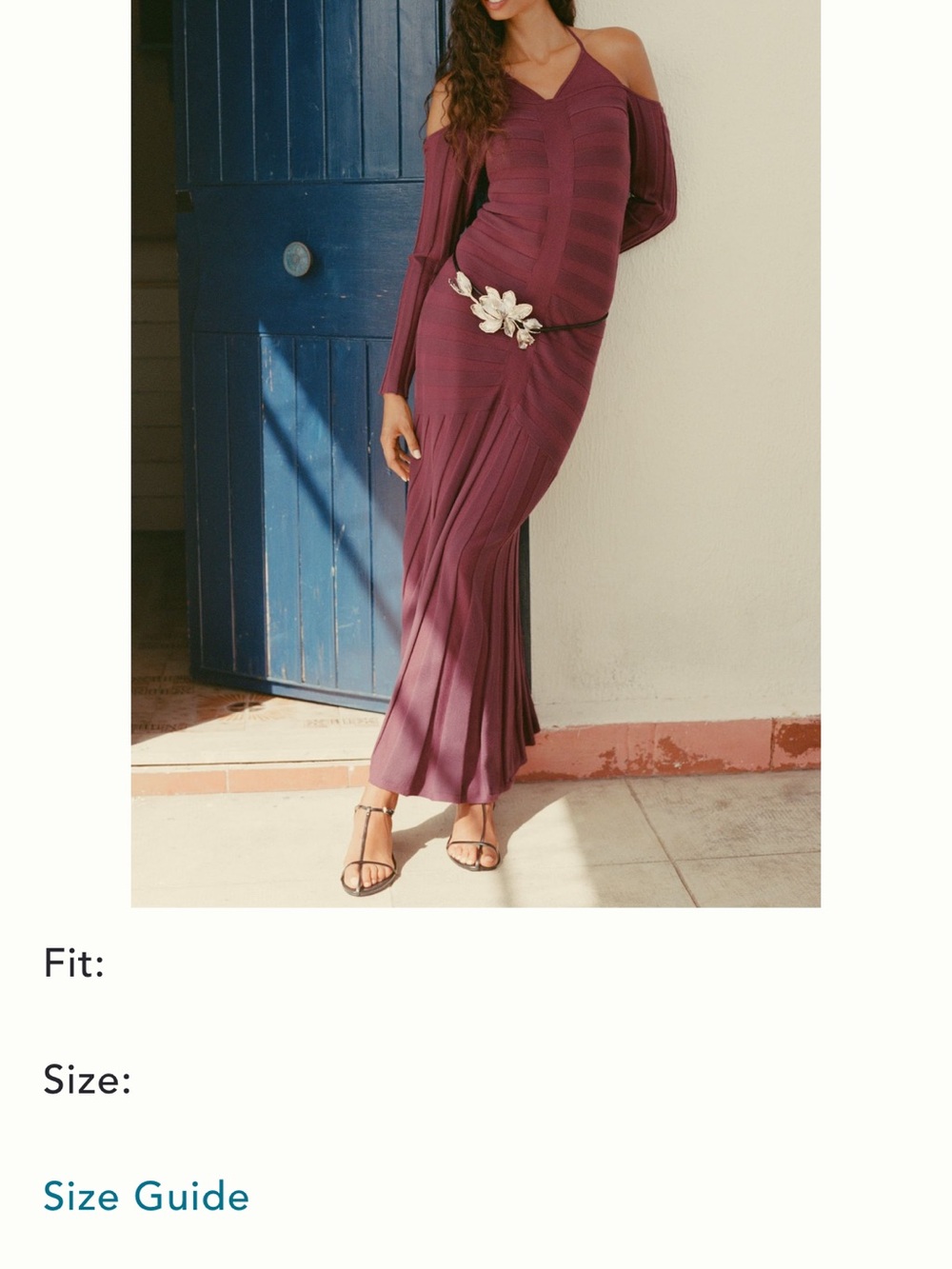 Anthropologie Plum Cold-Shoulder Ribbed Maxi Dress